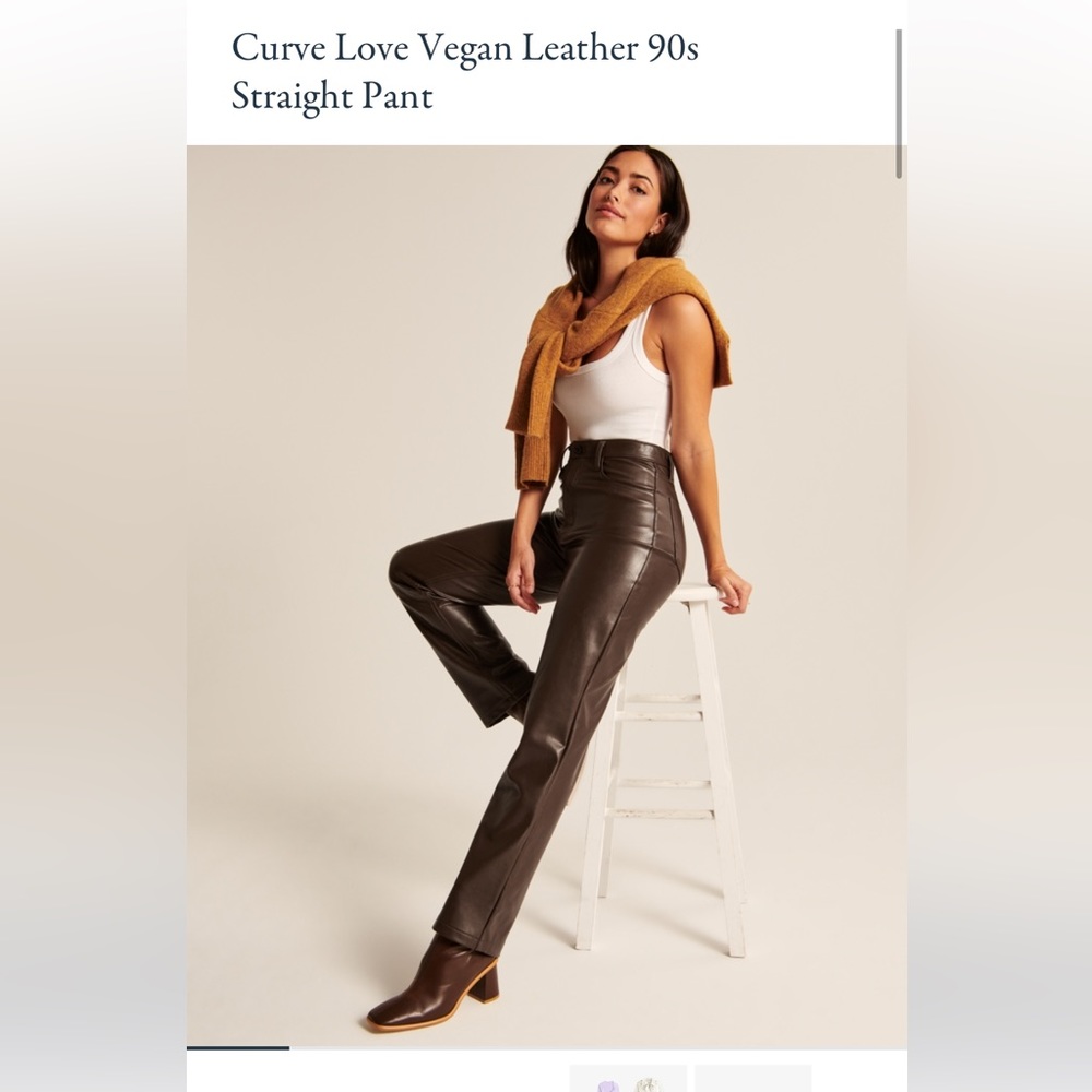 Abercrombie & Fitch 90’s Straight Curve Love Brown Leather Pants 26 Extra Short